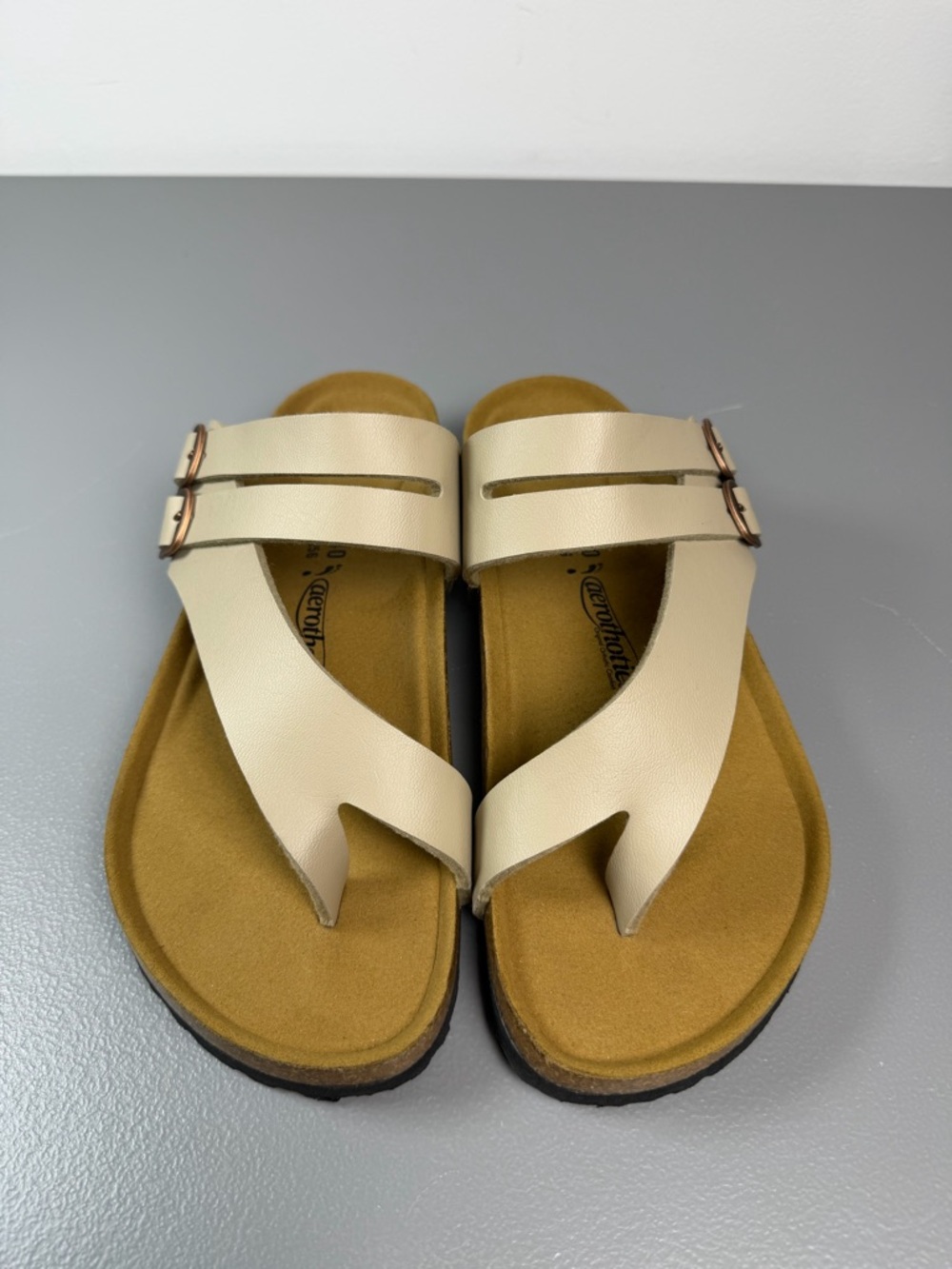 Beige Women's Comfort Toe-Loop Sandals